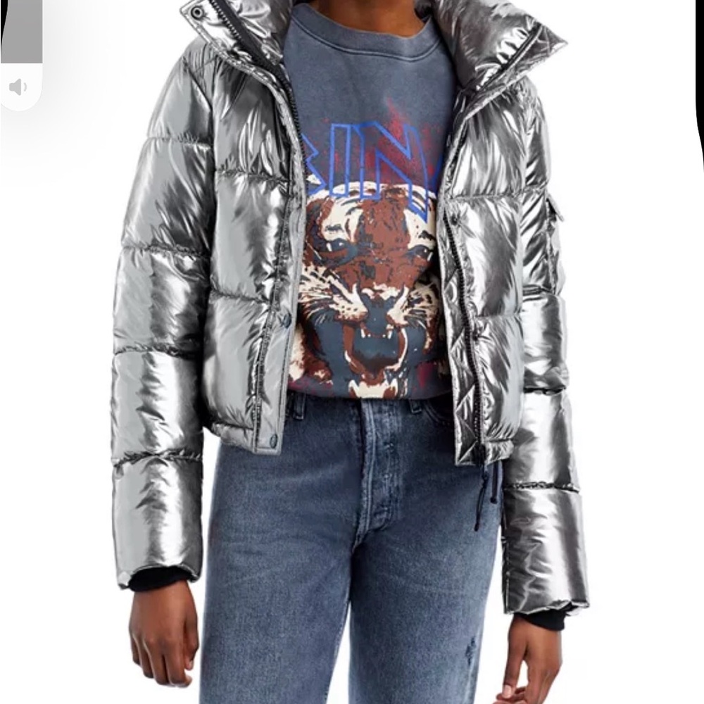 Aqua (Bloomingdales) Metallic Puffer Jacket size S, NWOT